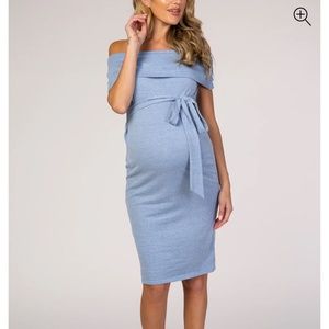 Mauve off the shoulder maternity dress